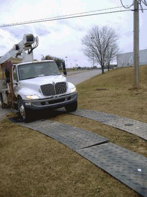 ciężki sprzęt budowlany na matach euromat